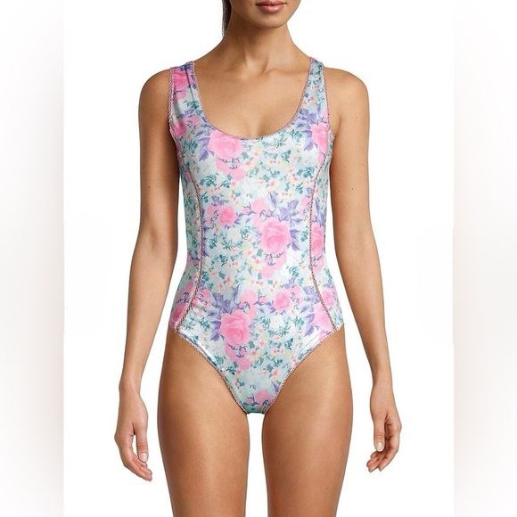 NEW! LoveShackFancy Primrose Pink Berry Mikkel Floral One-Piece Swimsuit - Picture 3 of 16